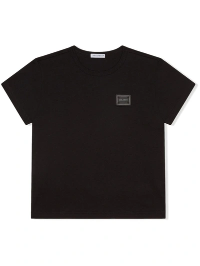 Shop Dolce & Gabbana Logo-tag Cotton T-shirt In Black