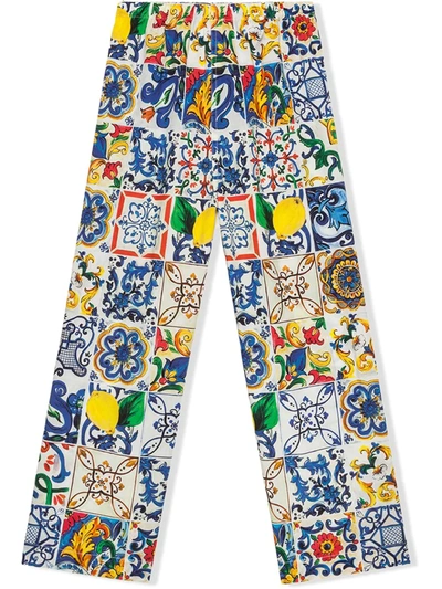 Shop Dolce & Gabbana Majolica-print Pyjama Set With Matching Face Mask In White