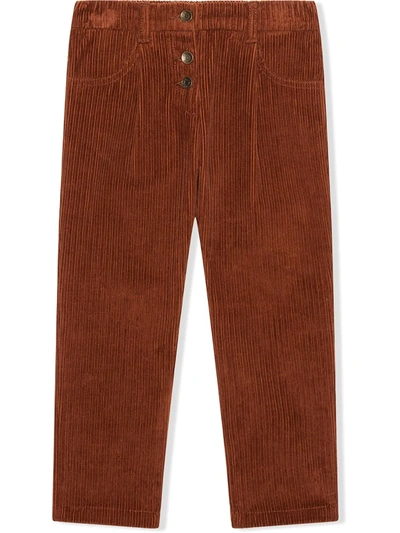 Shop Dolce & Gabbana Leaf-embroidered Corduroy Trousers In Brown