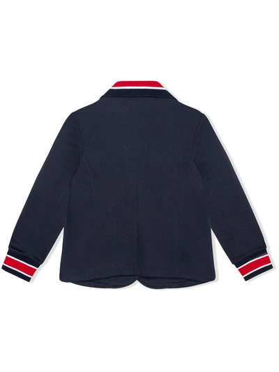 Shop Dolce & Gabbana Logo-embroidered Single-breasted Blazer In Blue