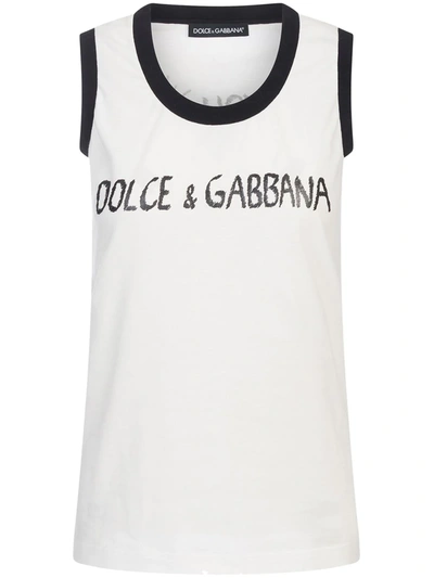 Shop Dolce & Gabbana Logo-print Tank Top In White