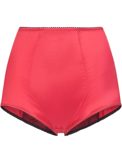 Shop Dolce & Gabbana High-waist Bikini Bottoms In Red