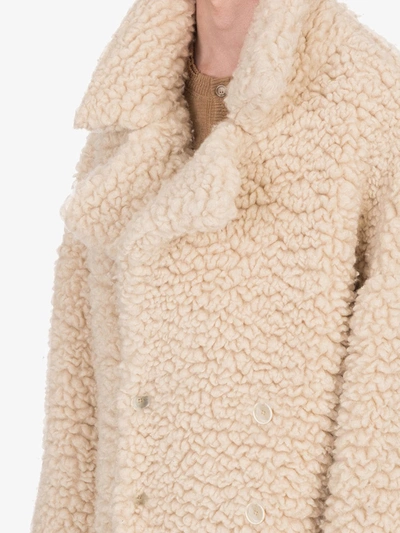 Shop Dolce & Gabbana Double-breasted Shearling Coat In Neutrals