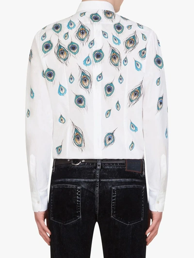 Shop Dolce & Gabbana Peacock-print Long-sleeve Shirt In White