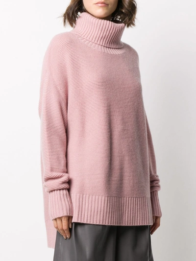 Shop N•peal Chunky Roll Neck Cashmere Jumper In Pink