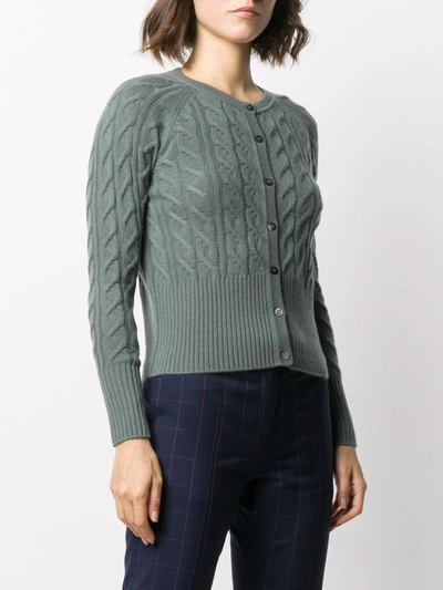 Shop N•peal Cable Knit Cardigan In Green