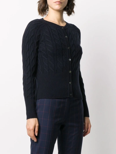 Shop N•peal Cable Knit Cardigan In Blue