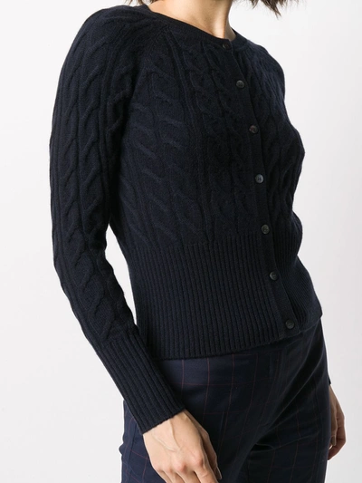 Shop N•peal Cable Knit Cardigan In Blue