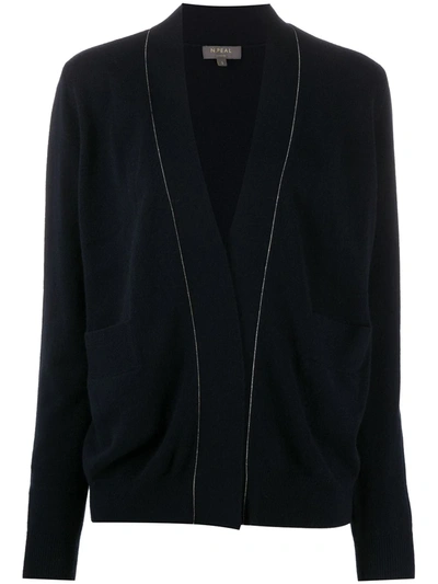 Shop N•peal Chain Detail Cashmere Cardigan In Blue