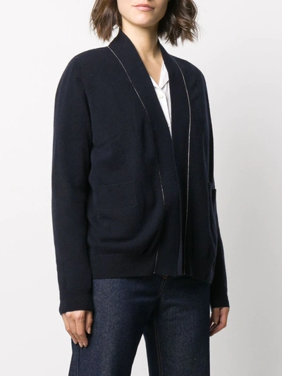 Shop N•peal Chain Detail Cashmere Cardigan In Blue