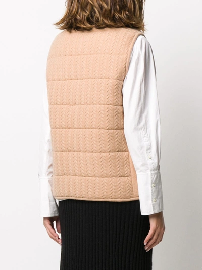 Shop N•peal Cabler Eversible Padded Cashmere Gilet In Brown