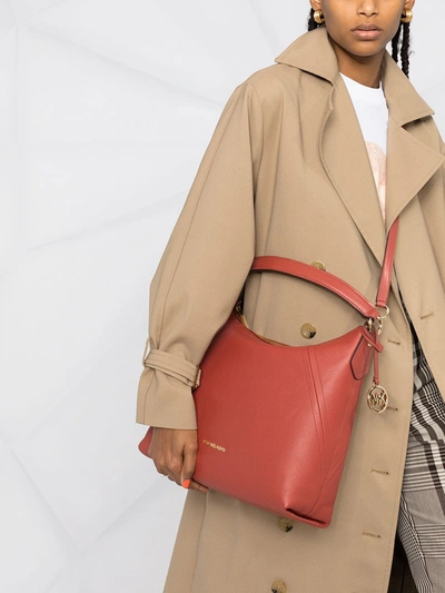 Shop Michael Michael Kors Aria Leather Shoulder Bag In Red