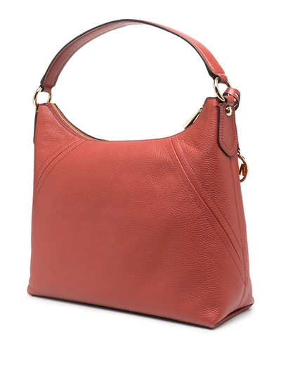 Shop Michael Michael Kors Aria Leather Shoulder Bag In Red