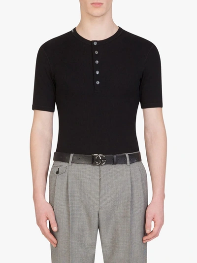 Dolce & Gabbana Button Placket T-shirt In Black