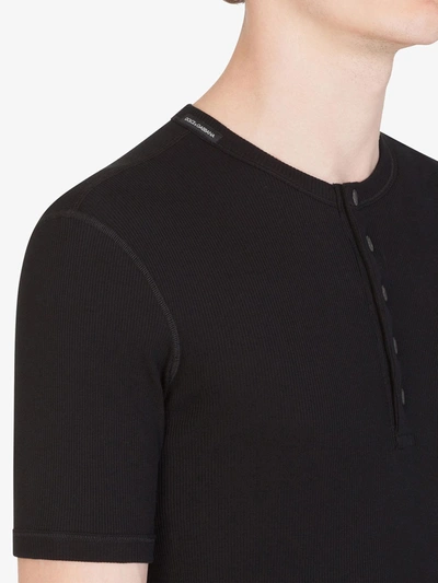 Dolce & Gabbana Button Placket T-shirt In Black