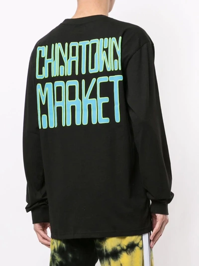 Shop Chinatown Market Vision Long-sleeved Cotton T-shirt In Black