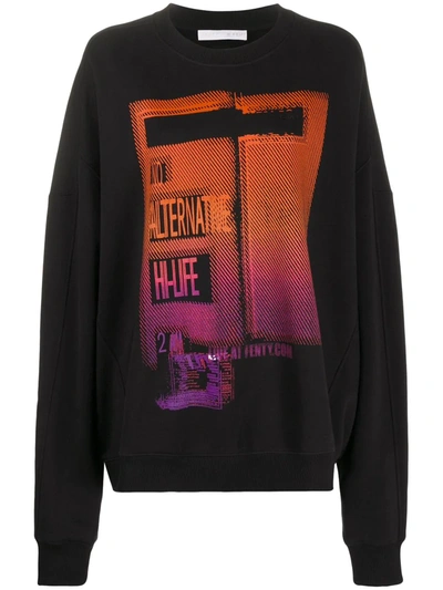 Shop Fenty Oversized Printed Sweatshirt "no Alternative Hi-life" In Black