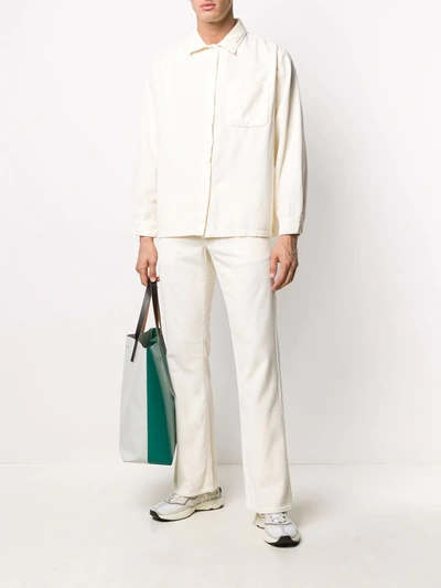 Shop Erl Corduroy Spread-collar Shirt In Neutrals