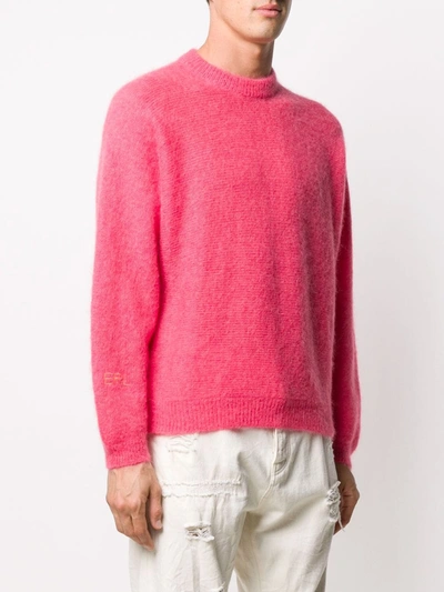 Shop Erl Ribbed-knit Crew-neck Jumper In Pink