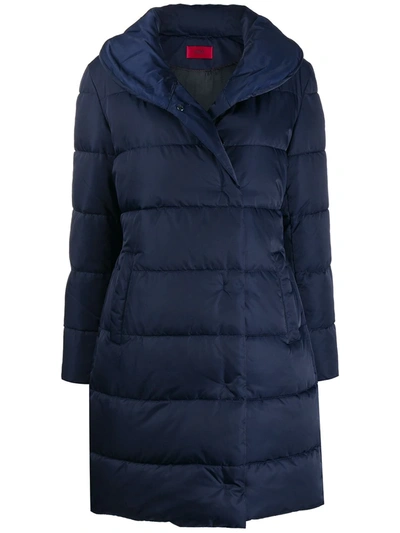 Shop Hugo Boss Quilted Puffer Coat In Blue