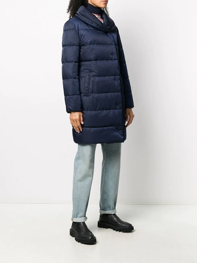 Shop Hugo Boss Quilted Puffer Coat In Blue