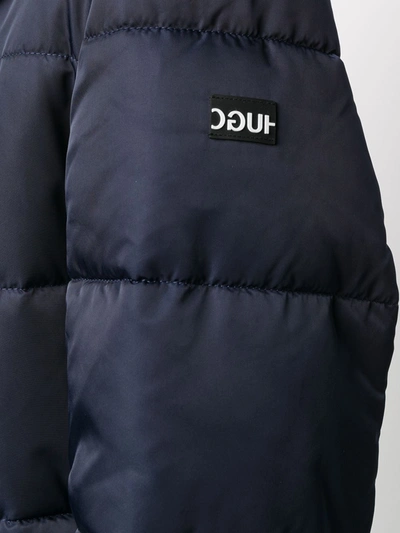 Shop Hugo Boss Quilted Puffer Coat In Blue