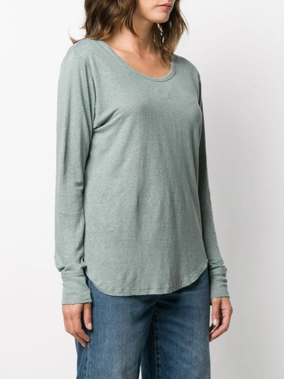 Shop Isabel Marant Étoile Long-sleeve Linen T-shirt In Blue