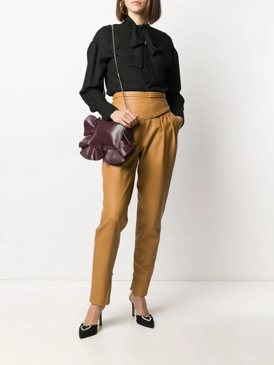 Shop Red Valentino High-waisted Trousers In Brown