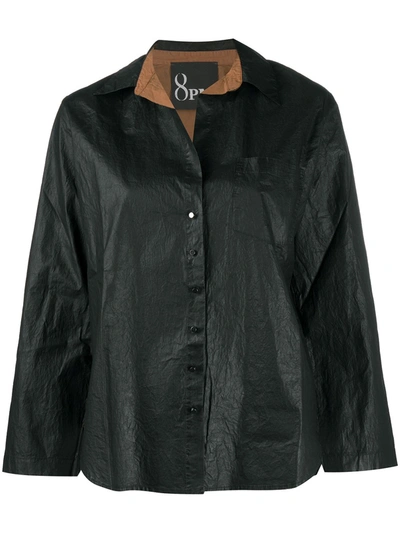 Shop 8pm Coated Cotton Shirt In Black