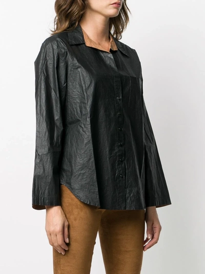 Shop 8pm Coated Cotton Shirt In Black