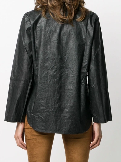 Shop 8pm Coated Cotton Shirt In Black