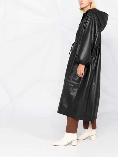 Shop Nanushka Belted Single-breasted Coat In Black