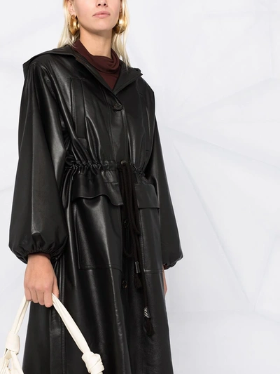 Shop Nanushka Belted Single-breasted Coat In Black