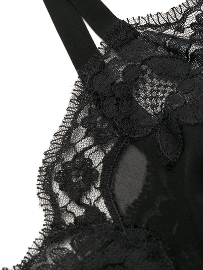 Shop Dolce & Gabbana Lace Detail Sheer Lingerie Dress In Black