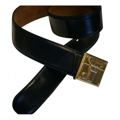 Pre-owned Moschino Patent Leather Belt In Blue