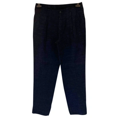 Pre-owned Emporio Armani Blue Linen Trousers