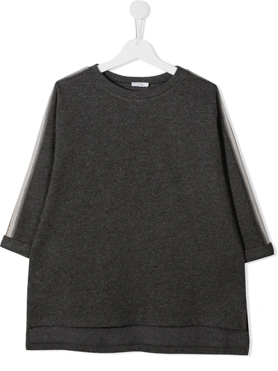 Shop Brunello Cucinelli Teen Long-sleeved Crewneck Sweatshirt In Grey