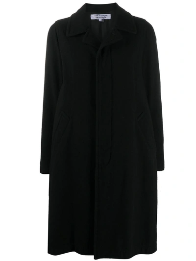Shop Comme Des Garçons Comme Des Garçons Long-sleeved Concealed Buttoned Up Coat In Black