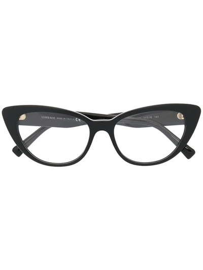 Shop Versace Cat-eye Glasses In Black