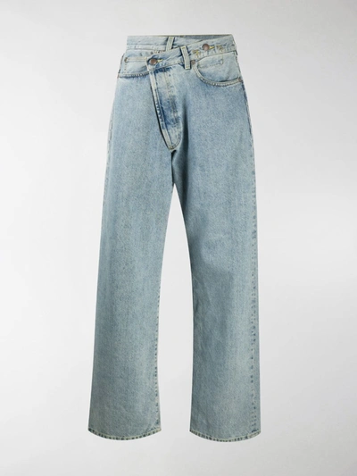 Shop R13 Wide Leg Crossover Jeans In Blue