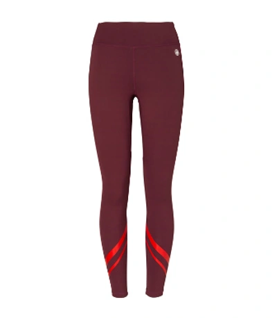 Shop Tory Sport High-rise Weightless Chevron Leggings In Winetasting/red
