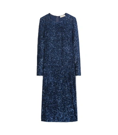 Shop Tory Burch Sequin Embellished Dress In Navy Blue