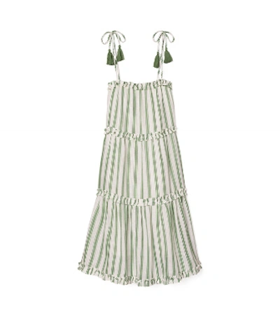Shop Tory Burch Striped Short Dress In Green Awning Stripe