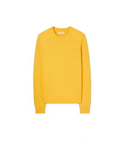 Shop Tory Burch Cashmere Sweater With Sequins In Bright Jasmine Yellow