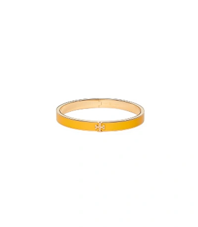 Shop Tory Burch Kira Enameled Slim Bracelet In Tory Gold / Golden Crest