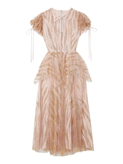 Shop Rodarte Gold And Mauve Glitter Tulle Dress In Neutrals
