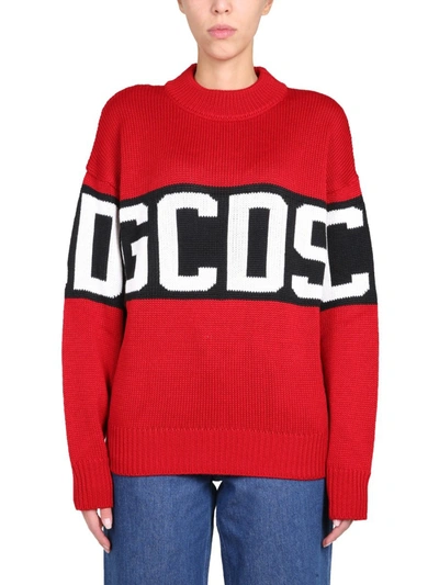 Shop Gcds Crew Neck Sweater In Red