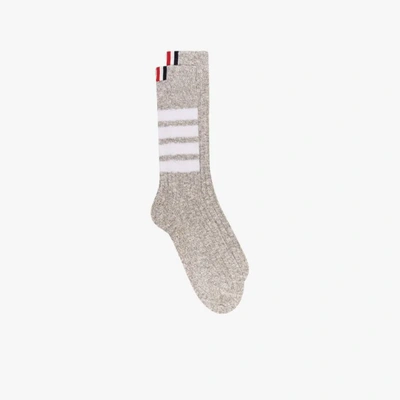 Shop Thom Browne Grey 4-bar Detail Socks