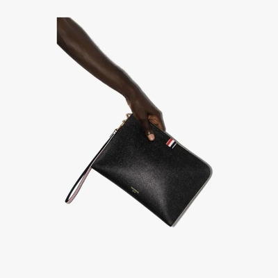 Shop Thom Browne Rwb Strap Medium Gusset Folio In Black