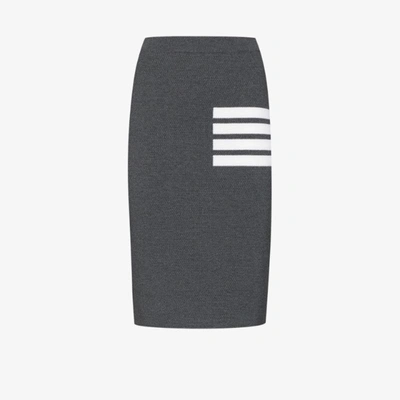 Shop Thom Browne 4-bar Stripe Wool Pencil Skirt In Grey